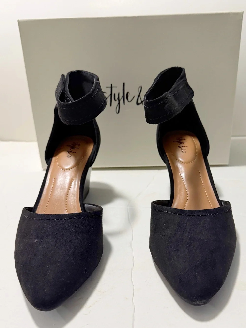 NIB Style & Co. YARAHF Two-Piece Wedge Pump Black Sandals
